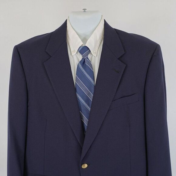 Hart Schaffner Marx Wool Blue 2 Gold Button Blazer 42R / Slim 44R - Picture 1 of 14